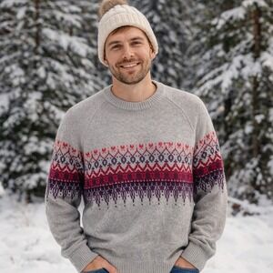 VTG Joseph & Lyman XL 100% Baby Alpaca‎ Fair Isle Sweater Peru Fishman Cottage